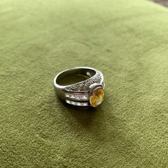 Sterling silver, CZ and Citrine Ring - size 8 - Picture 4 of 7